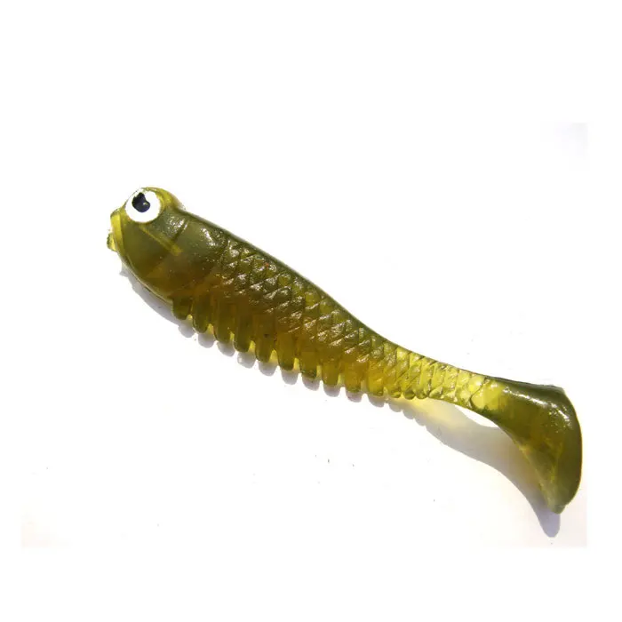 Kleiner Fisch weicher Köder 5cm künstliche Köder mit Fisch geruch grün lila leuchten im dunklen Wurm 10 teile/beutel – Detail 9