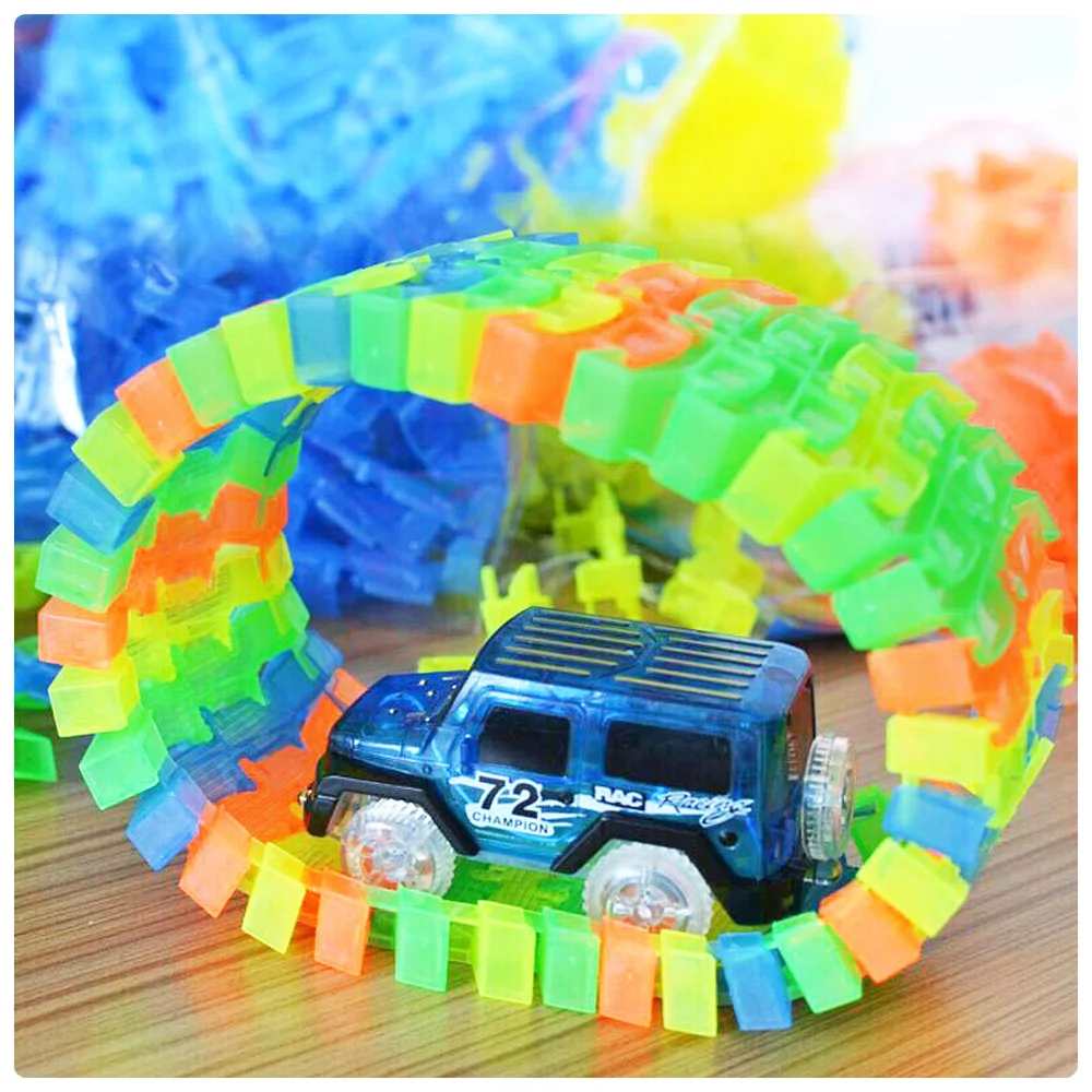 Glow Racing Track Car Set Led Light Track Car Flexible Glowing Tracks Toy 80-400pcs Race Track Flexible Railway Car Toys