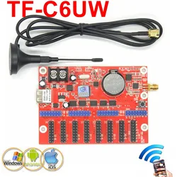 TF-C6UW Wireless WIFI LED Control Card 2048*64 Pixels USB Port Single/Dual/Full Color Screen Sign Module Drive Board