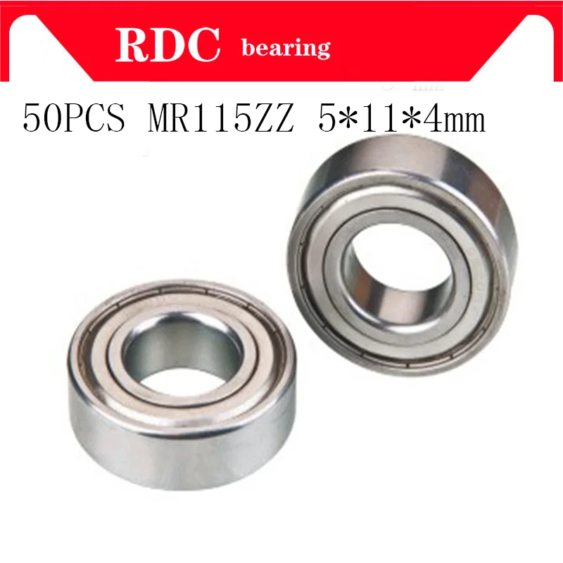 50Pcs ABEC-5 MR115ZZ MR115Z MR115 ZZ L-1150ZZ  5*11*4mm 5x11x4mm Metal seal Miniature High quality  deep groove ball bearing