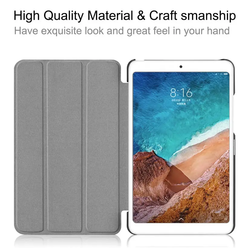 Smukłe etui do Xiaomi Mi Pad MiPad 4 Mipad4 8.0 cala inteligentne etui z klapką PU skóra Funda Tablet odwróć stojak Capa Shell + rysik + film