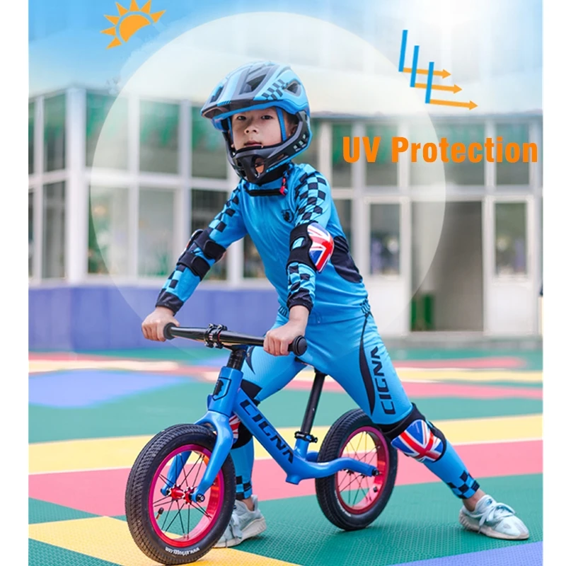 Kids Cycling Jersey Set Long Sleeve Breathable Boys Girls Bike Suit Ropa Ciclismo UV Protection Children Sports Clothing Maillot