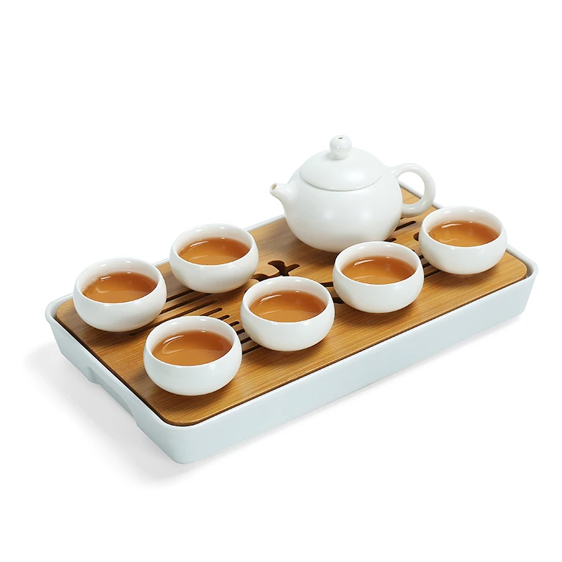 High-grade Imitation Ceramics Tea Tray Melamine Tea Set Table Square Water Storage Tea Tray Travel Portable Gift Tray