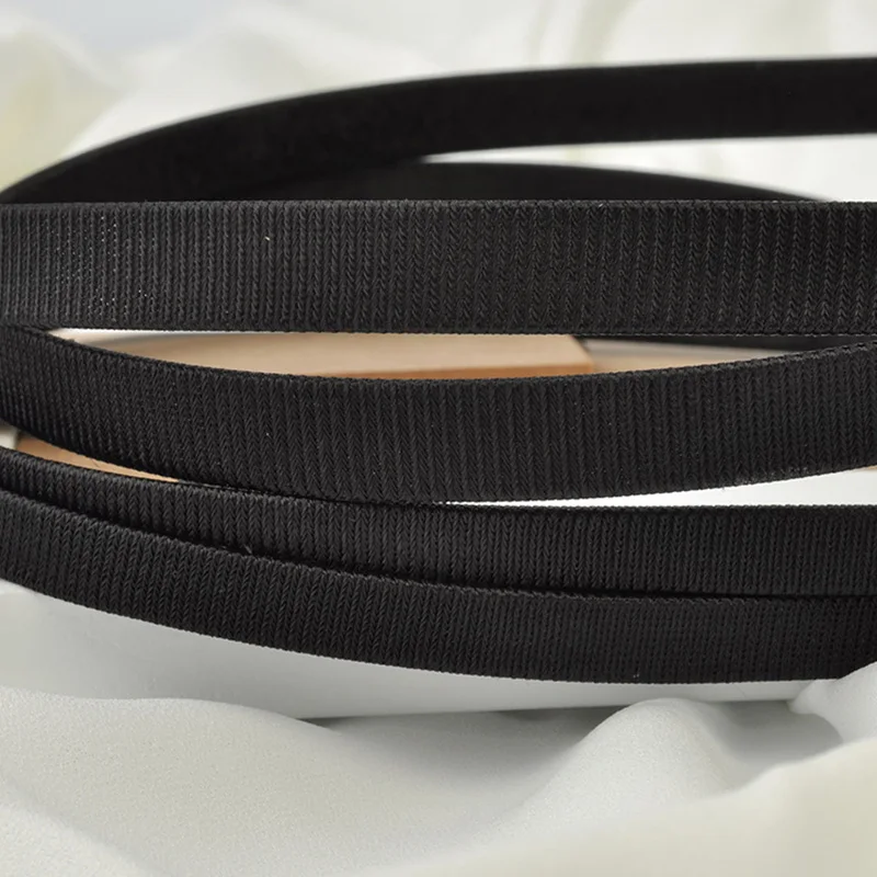10PCS 5mm 10mm Black Grosgrain Ribbon Covered Plain Metal Headbands with velvet back Lined Wire hairbands DIY hair accessories