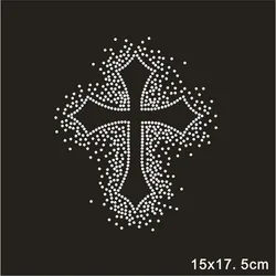 Rhinestone Iron On Transfers, Hotfix Rhinestones Naklejki na ubrania, Cross Decorations, Appliques odzieżowe, 1 szt. Partia