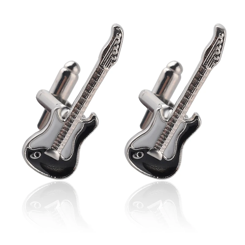 2 Pcs Drum Guitar Cufflinks Set Music Lover Design Red Enamel Cuff Links For Mens Shirt Jewelry Accessories