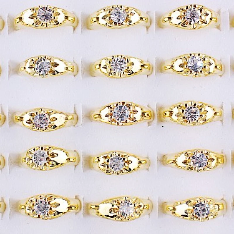 QianBei-Crystal Rhinestone Wedding Rings for Women, Mixed Fashion Jewelry, New Style, Hot, Wholesale, 50Pcs Set