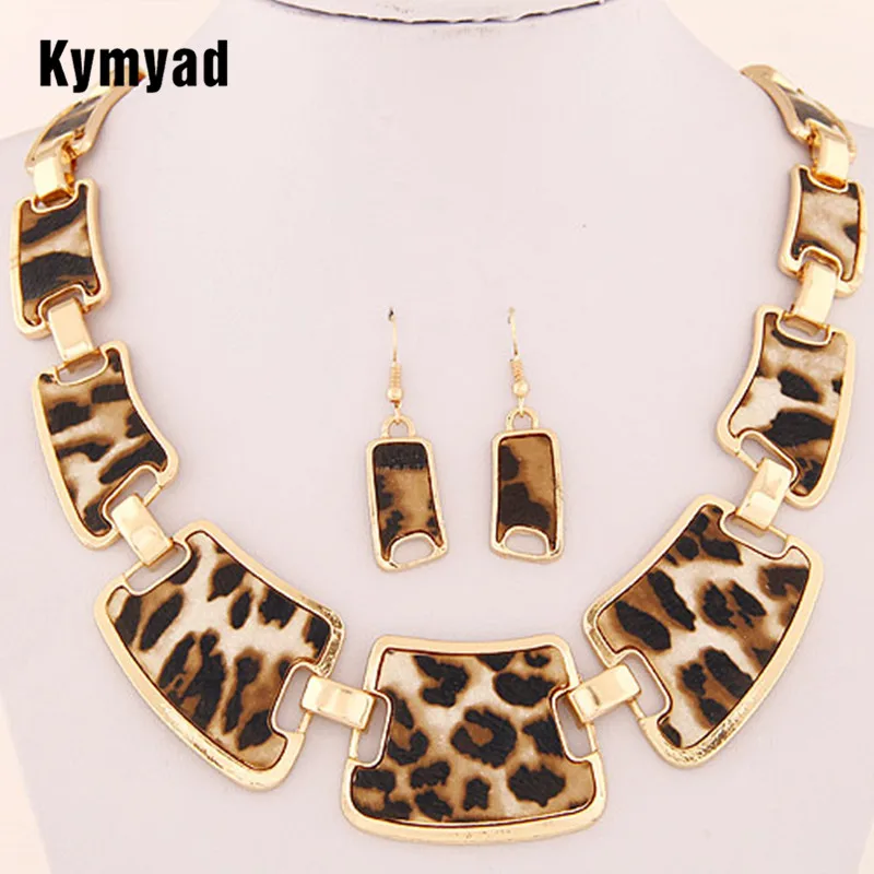 Statement Jewelry Sets Fashion Popular Elegant Punk Geometric Leopard Link Chain Necklace Earring Sets Fashion Women Accessories