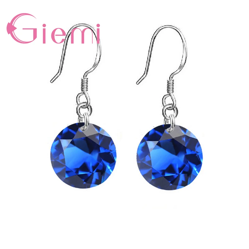 Big Promotion 8 Colors Super Shining Cubic Zircon Real 925 Sterling Silver Drop Earrings For Women Ladies Crystal Jewelry