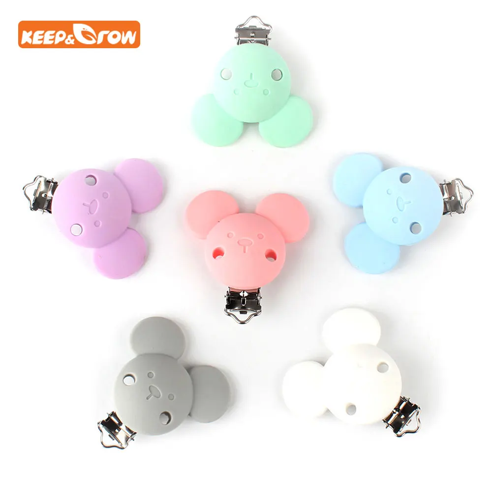 

Keep&grow 1Pc Cartoon Mouse Pacifier Clips Silicone Baby Pacifier Holder Teething Accessories Clasps Toy DIY Pacifier Chain Tool