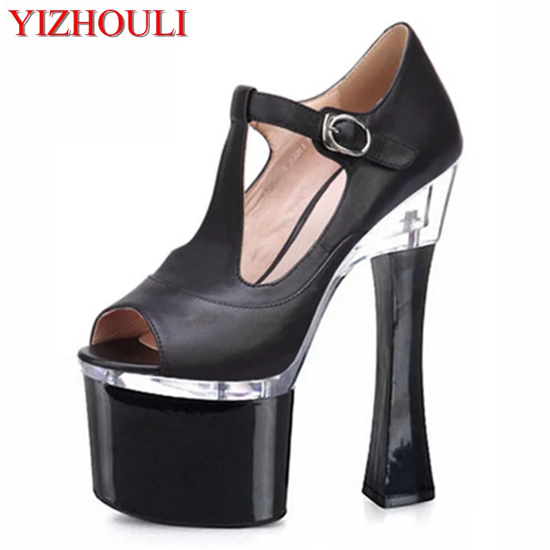 new European and American sexy stiletto stiletto 17CM platform shoes, transparent and fashionable Dance Shoes