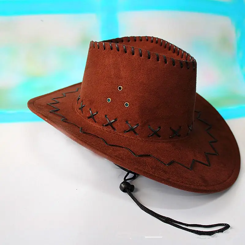 

Summer Coffee Cowboy Hat Suede Look Wild West Fancy Dress Men Women Cowgirl Unisex Hat Casual Western Cowboy Hats Sun Visor Cap