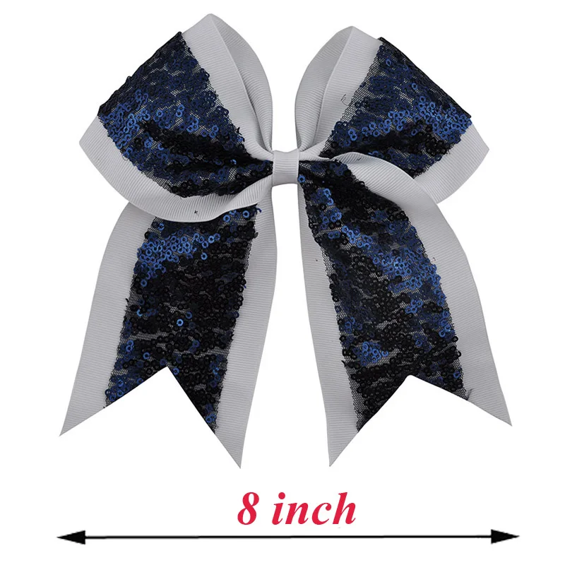 1Pc 8 Inch Fashion Sequin Bows Cheerleading Bow With Clip 2 Color Patchwork Hairpins School Kids Headwear Hair Accessories