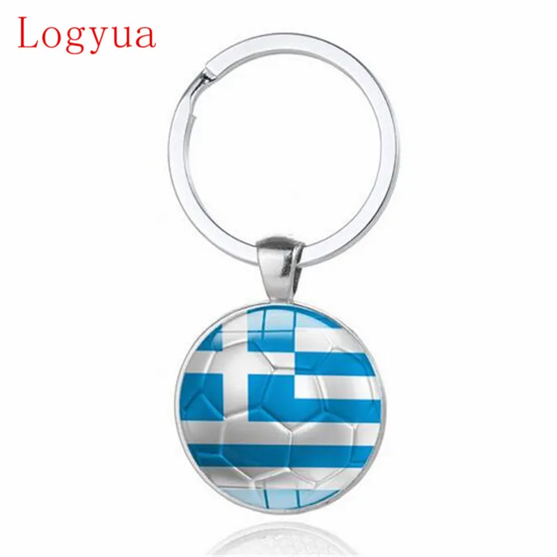 1pcs New 2018 Football Car Keychain Keyring For Greece Romania Russia Spain Portugal Italy Argentina France Flag