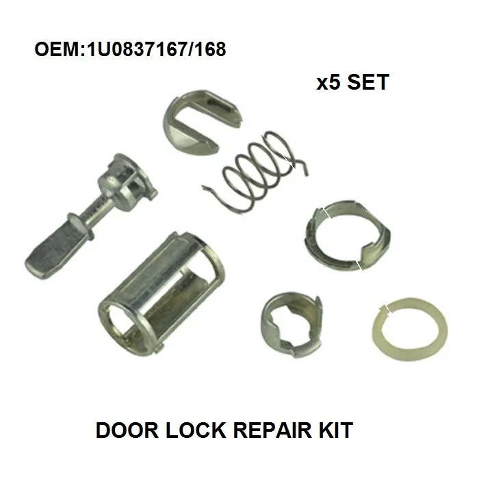 x5 Set Door Lock Cylinder Repair Kit For VW Mk4 Golf 4 Bora Front Left & Right 7 Piece OE: 1U0837167 New