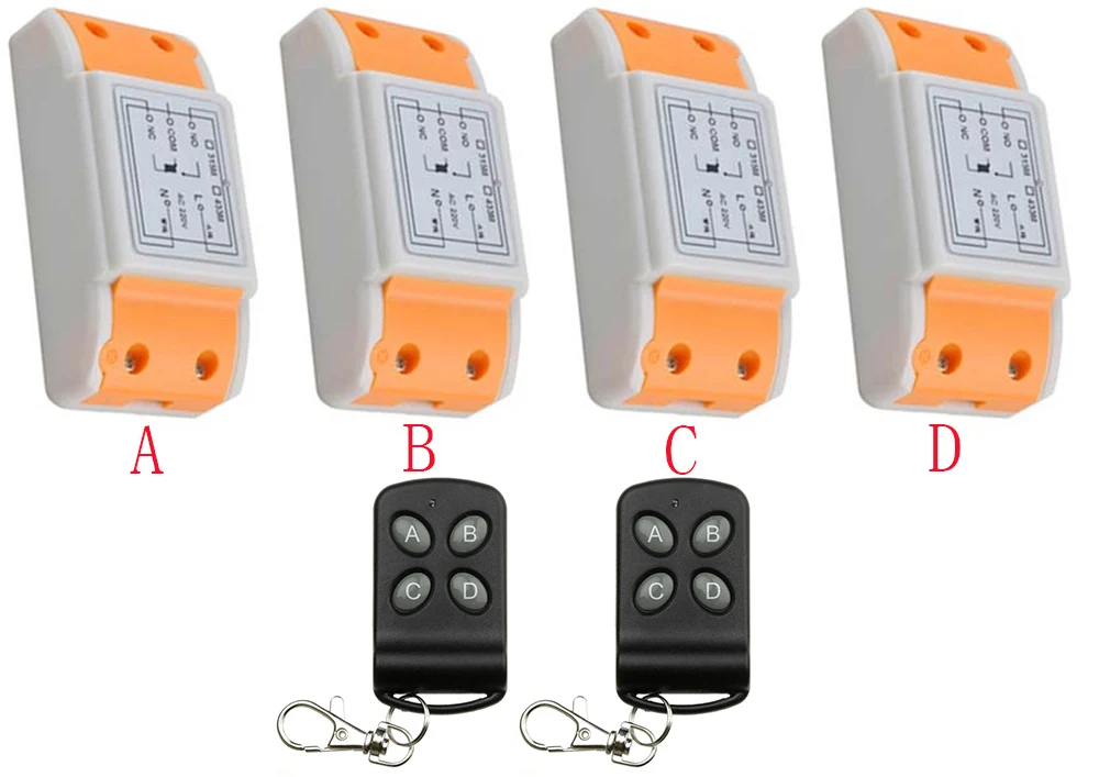 

AC220V 1CH Wireless Remote Control System2 transmitter & 4 receiver universal gate remote control /radio receiver lamp/ window