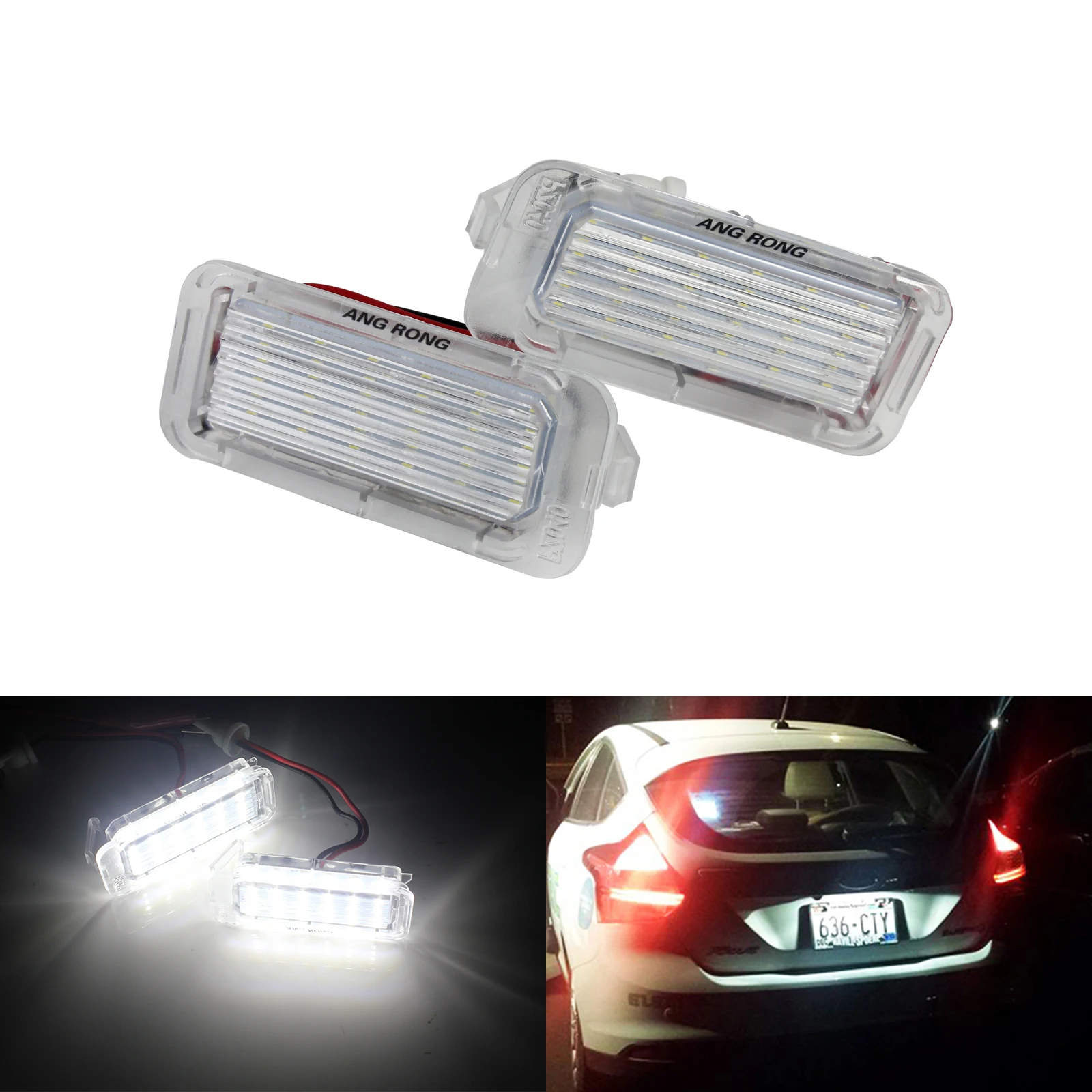 

ANGRONG 2X Canbus LED License Number Plate Light For Ford Fiesta Focus C-Max Kuga Mondeo XF