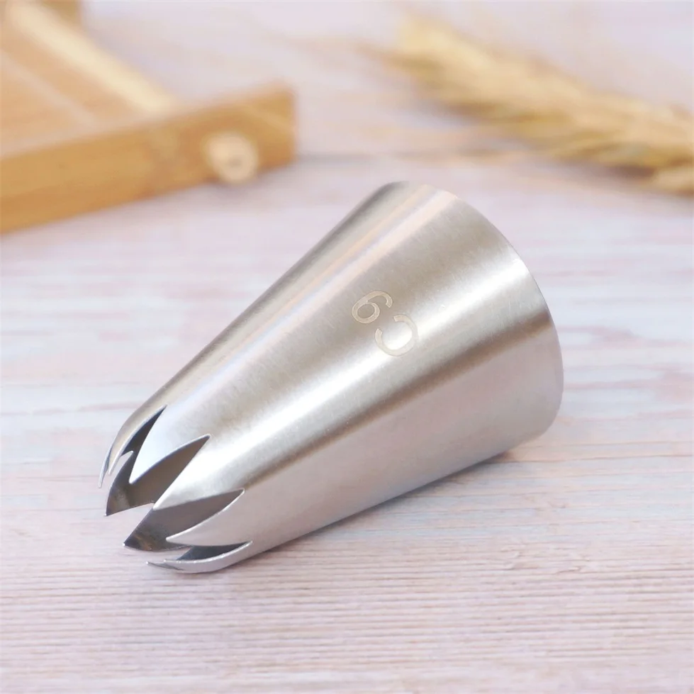 #C9 Large Size Piping Nozzle Cake Cream Decoration Stainless Steel Icing Tips Cupcake Pastry Tools 9 Teeth Close Star