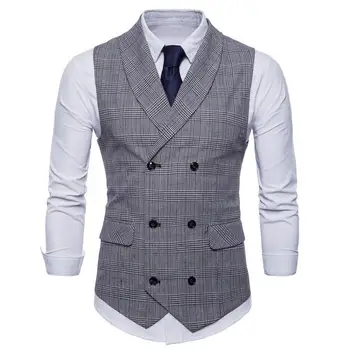 2021 marca terno colete jaqueta masculina sem mangas bege cinza marrom vintage tweed colete moda primavera outono plus size