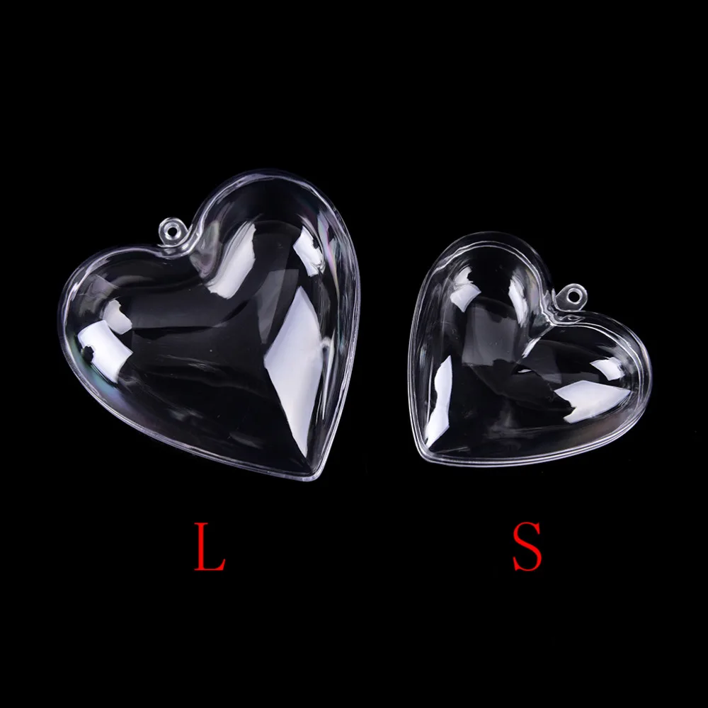 Hot selling 2Pcs 65/80mm Heart Shape DIY Clear Plastic Bath Bomb Mould Acrylic Mold