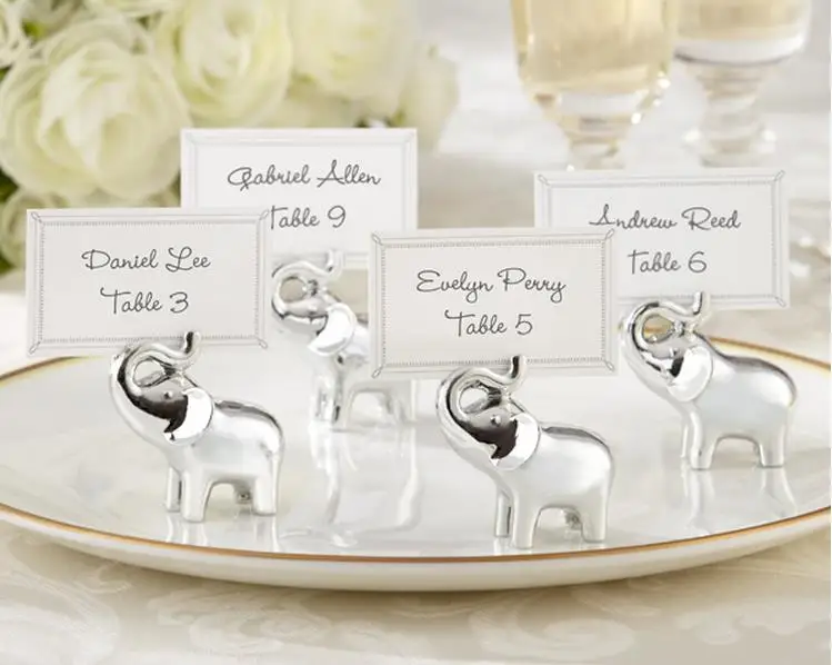 

wedding favor and souvenir--"Lucky in Love" Silver - Finish Lucky Elephant Place Card Holders 500 pcs/lot