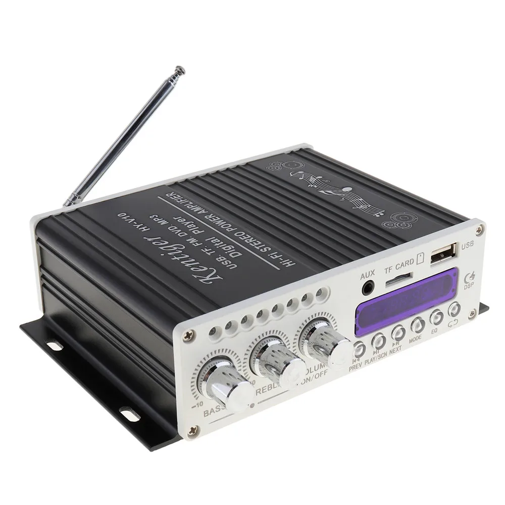 Kentiger DC12V 5A 20W x 2 2CH HI-FI Bluetooth Car Audio Power Amplifier FM Radio Player Support SD / USB / DVD / MP3 Input