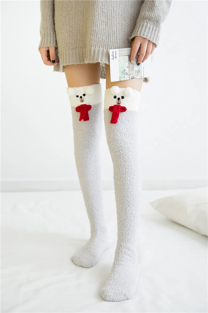 Japanese Mori Girl Animal Modeling Knee Socks Striped Cute Compression Autumn Winter Warm Sock Kawaii Cozy Long Thigh High Socks