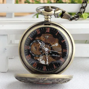 Bronze Antique Mechanical Pocket Watch Retro Swiss Red Cross Classic Men's and Women Bronze Tone for Birthday Gift 3XJ054