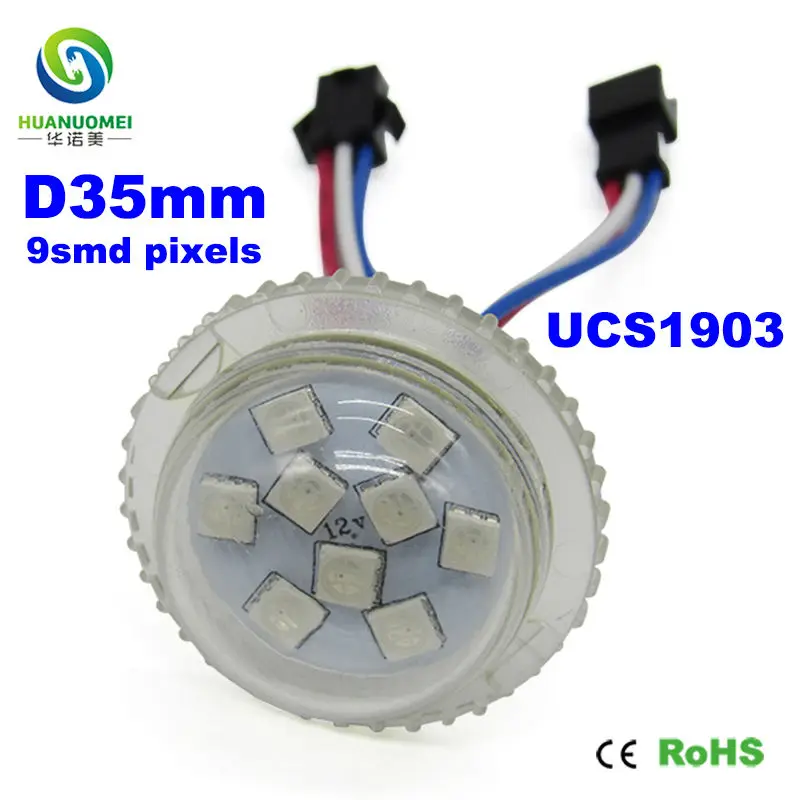 35mm pixel rgb addressable digital full color UCS1903 35mm 9leds 5050 smd rgb led pixel module light bulb amusement park ride