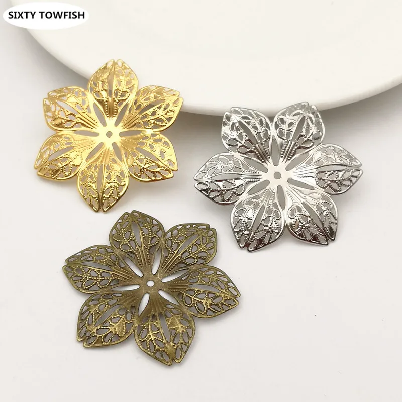 20/100 Pieces 43mm 55mm Metal Filigree Flowers Slice Charms Base DIY Jewelry Components Findings Home Decoration Wholesale