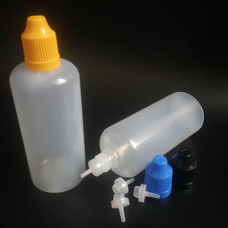 

200pcs PE 100ml empty Plastic Dropper Bottles with Colorful Childproof Cap and Long tip E liquid Bottles For E juice Nail Gel