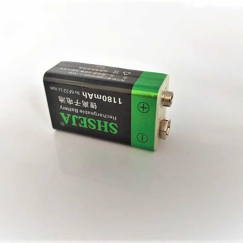 100% USB 9V BATTERTY 9V 1180mAh lithium li-po rechargeable smoke-alarm,micfrphone,Walkie-talkie battery