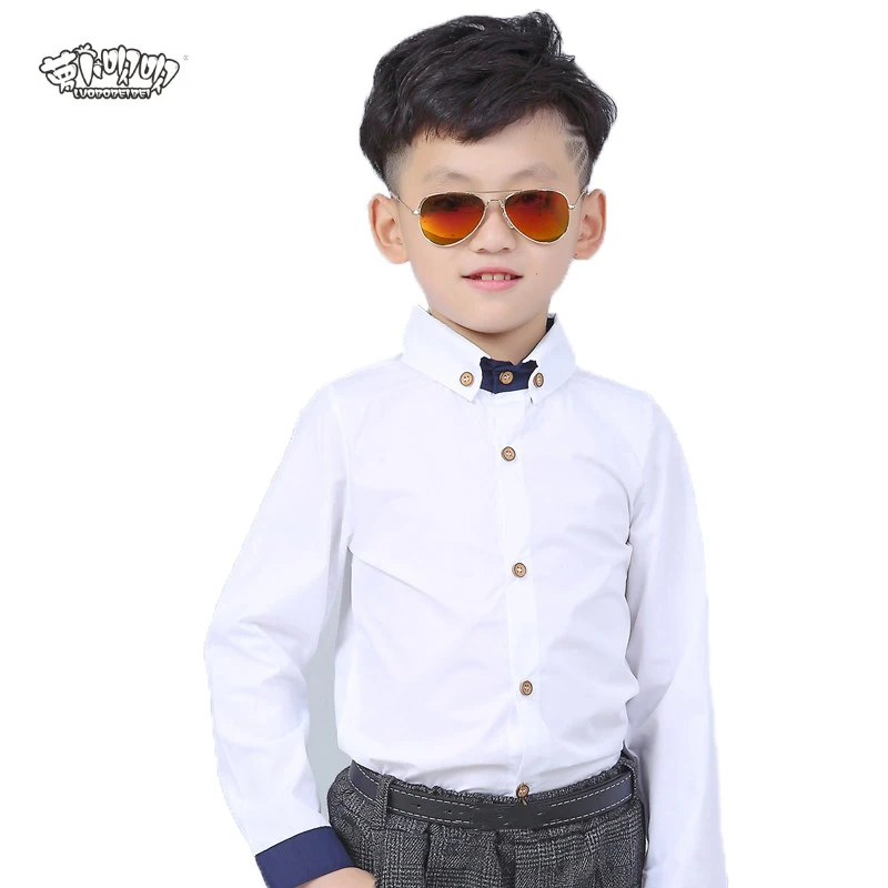 Boys White Shirts Spring Kids Wedding Shirt Long Sleeve Kids Clothes Teenage School Casual Boys Formal Party Blouses Shirt N8