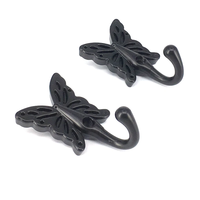 6PCS Retro Black Butterfly Coat Hook Euro-Style Clothes Key Hat Rack Bag Hanger Holder Single Prong Wall Mouted Hanger