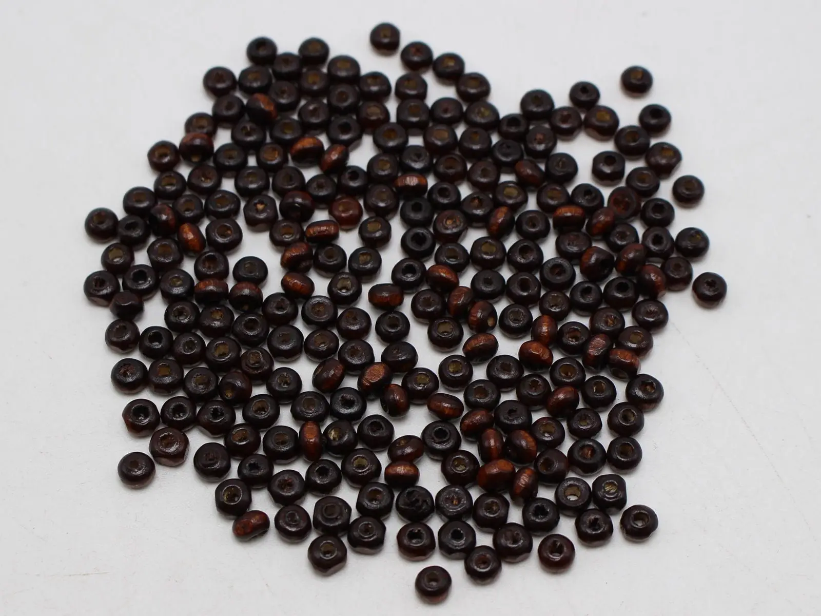 1000 Brown 4mm Round Wood Seed Beads~Wooden Spacer Beads