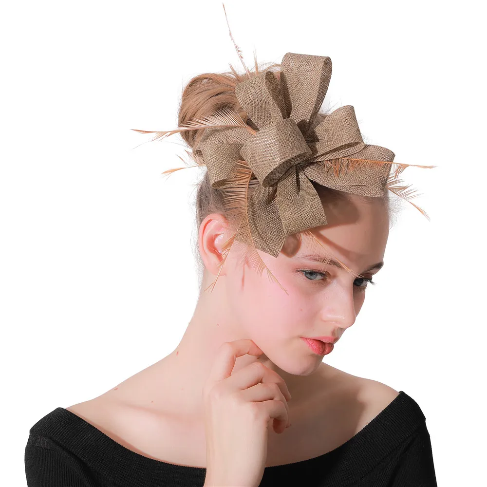 เลียนแบบ Sianmay Headwear ผู้หญิง Elegant สุภาพสตรี Fascinator หมวกผมแฟนซี Feather อุปกรณ์เสริมผมโอกาสหมวก