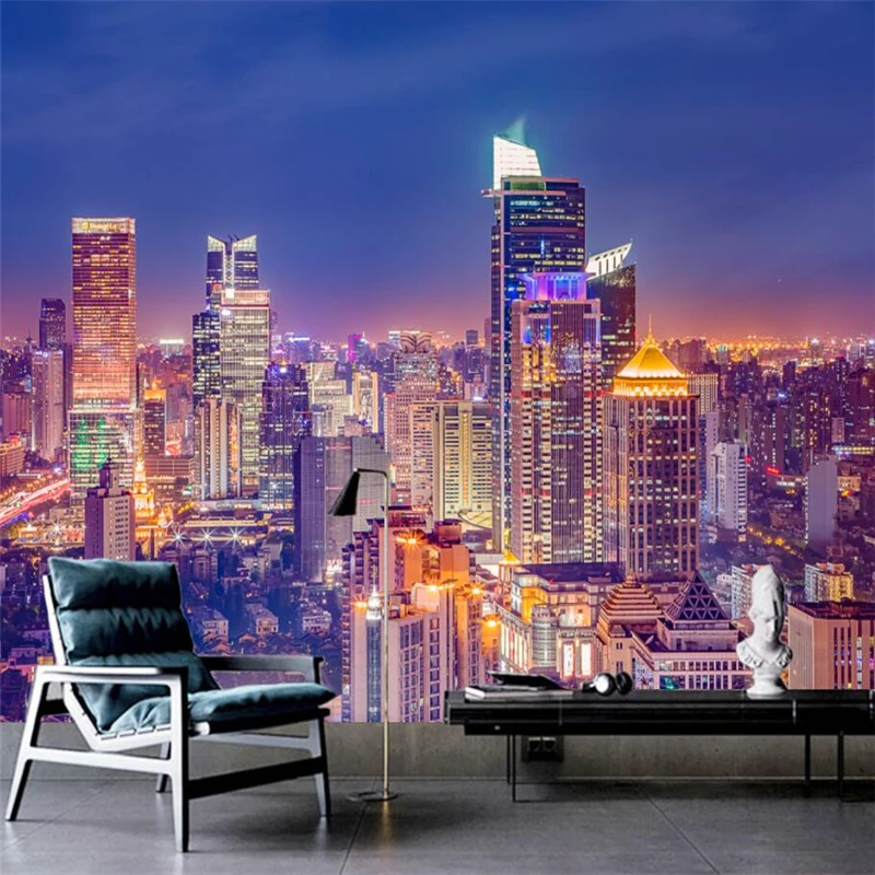 

wellyu papier peint wallpaper for walls 3 d Custom wallpaper City Night View High Floor Living Room Backdrop papel tapiz