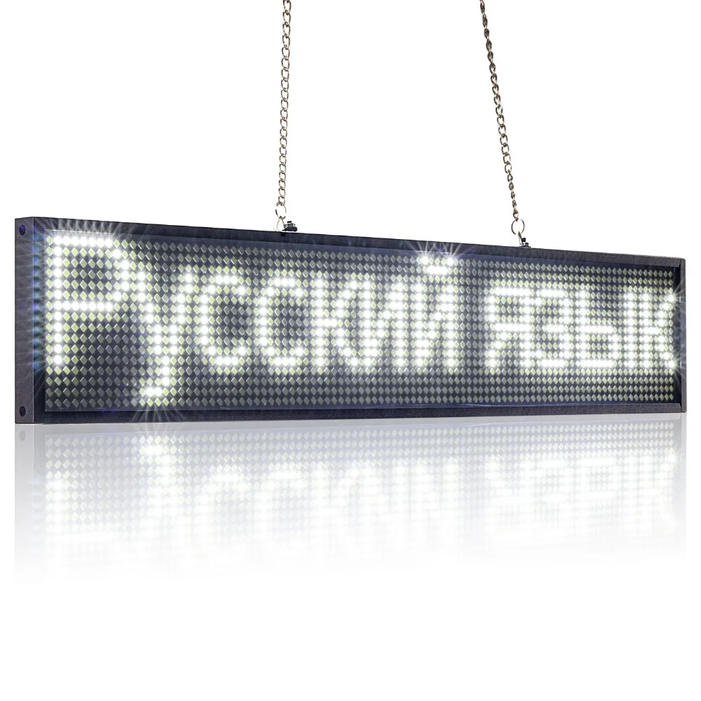 66CM P5 SMD 16*128 Dots WiFi LED Message Board Programmable for Business Open Home Salon Coffee, White Message