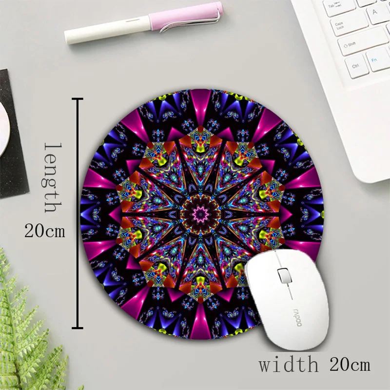 XGZ DIY Custom Mandala Pattern Round Mouse Pad 200*200*2mm/220*220*2mm Fast Anti-Slip Game Laptop Mouse Pad for Boyfriend Gift