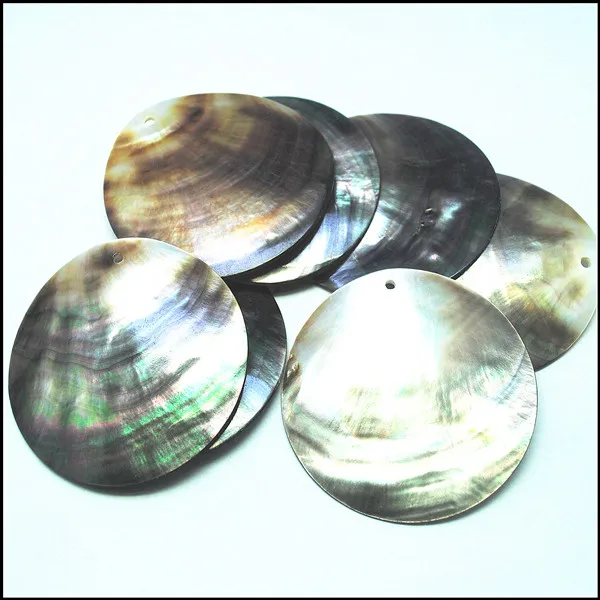 5PCS Nature Black Lips Shell Beads Mother Of Pearl Saltwater Round Shape Size 20MM 25MM 30MM 40MM 50MM 60MM 80MM