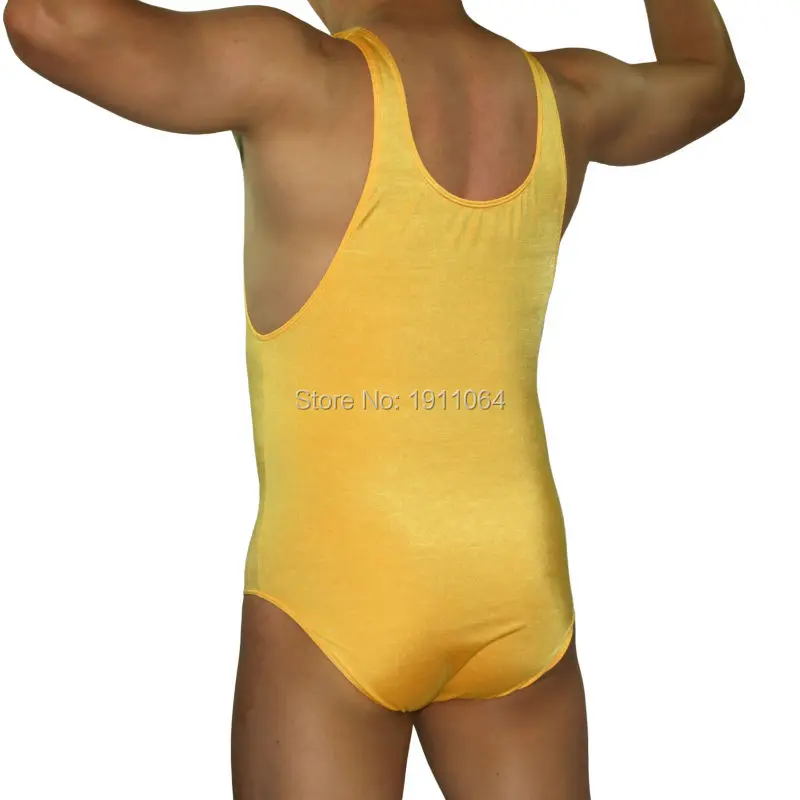 Mens bodysuit Bikini style Leotard polyester spandex Moderate Back G3081 swimwear fabric