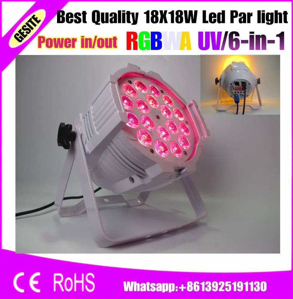 2pcs/lot Stage Black Light Blacklight with 18 LED 18 watt RGBWA UV 6in1 18pcs