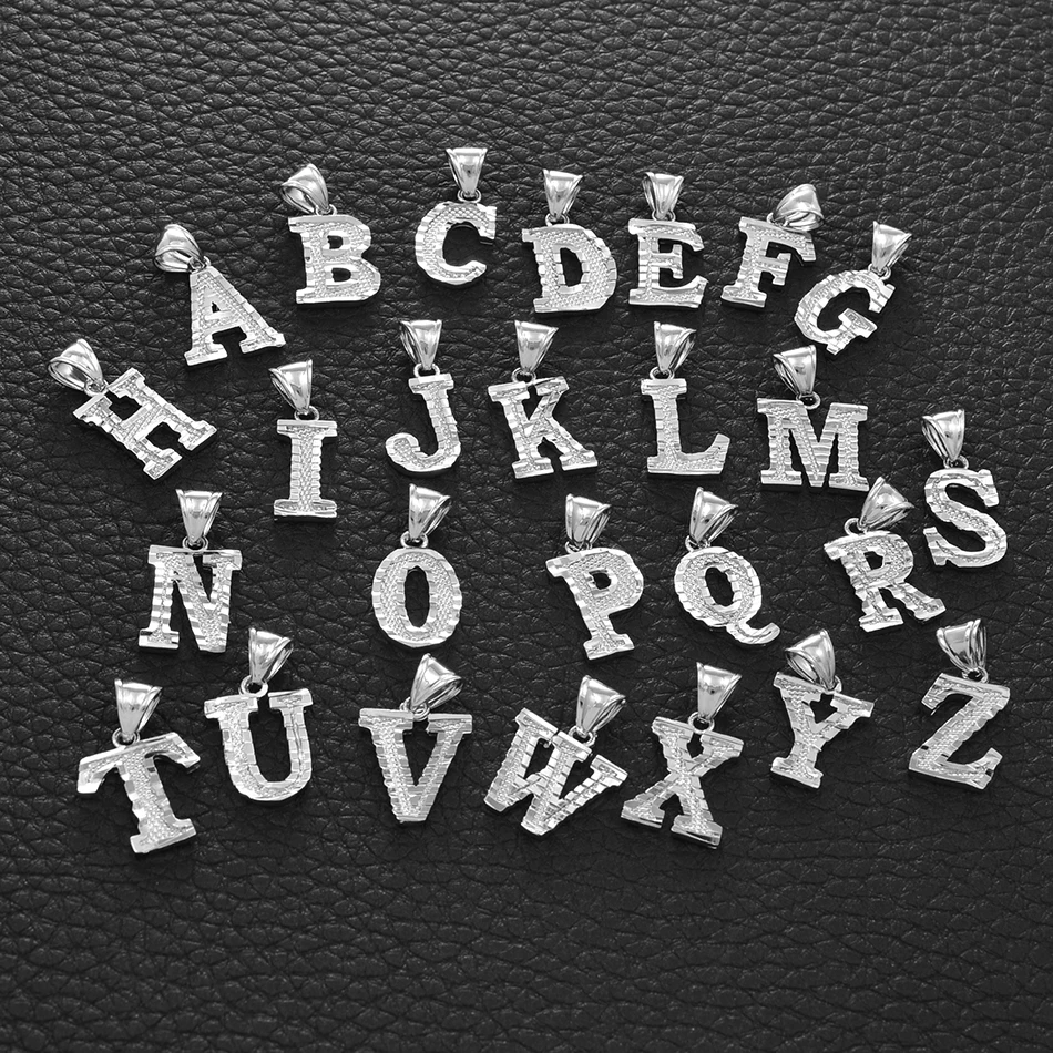Anniyo A-Z Small Letters Necklaces Women Girl Silver Color Initial Pendant Chain English Letter Jewelry Alphabet  #208306