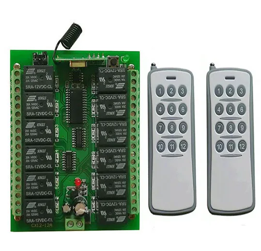 DC 12V 10A 12 CH 12CH RF Sistema di interruttori di telecomando senza fili Trasmettitore + Ricevitore/lampada/Porta del garage/volette/finestra