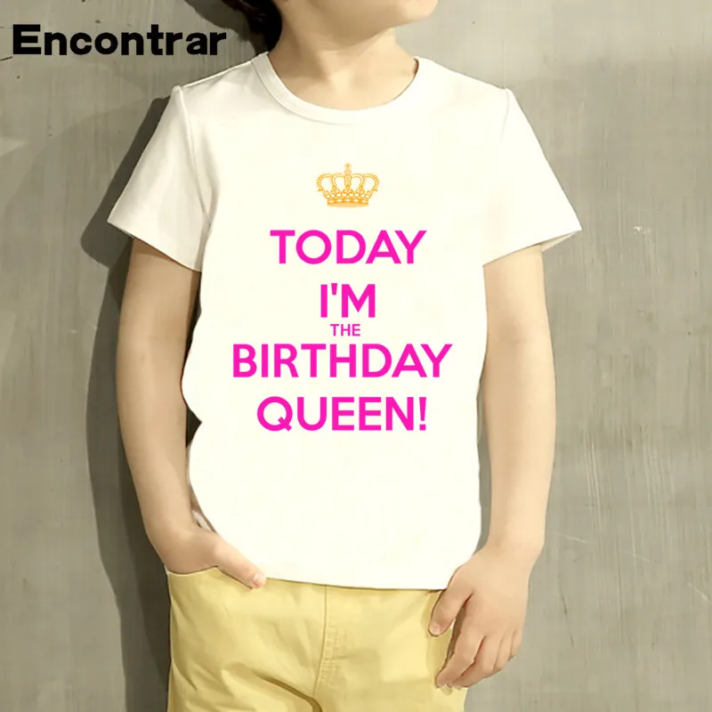 Baby Boys/Girl Keep Calm Coz I'm Brithday Queen/Prince Design T Shirt Kids Funny Short Sleeve Tops Children Cute T-Shirt,HKP5150