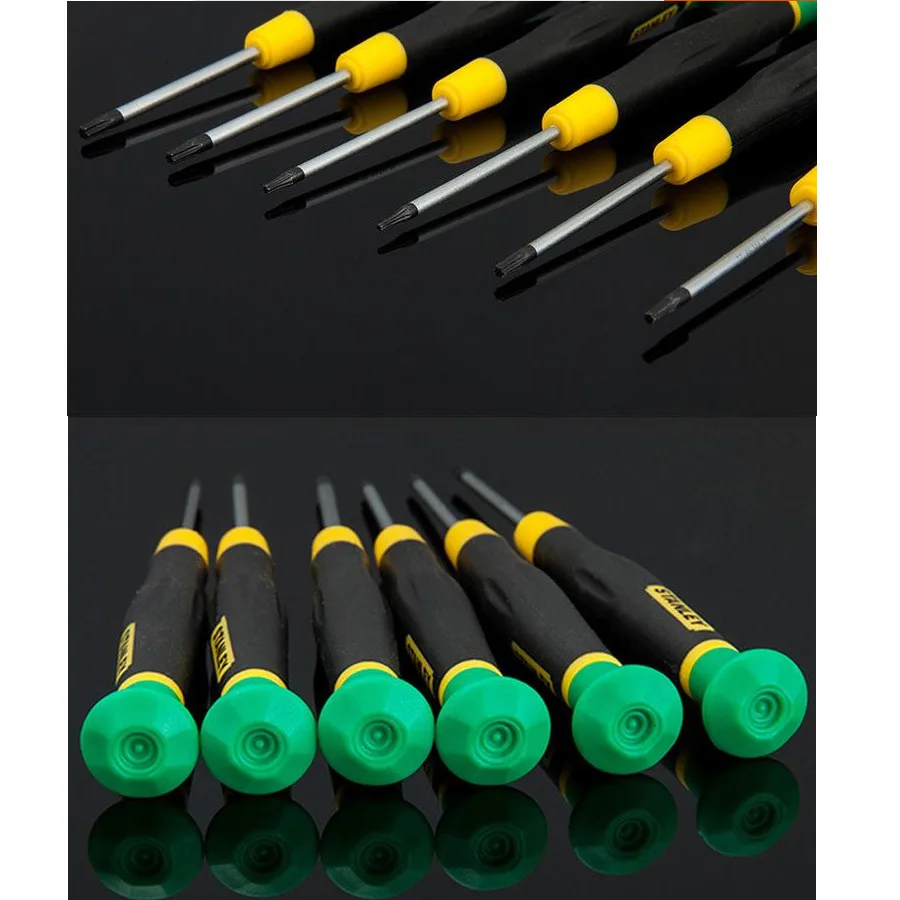 Stanley-mini parafusadeira de precisão, 1 peça, micro torx, t4, t5, t6, t7, t8 t9, t10, topo rotativo, sem furo, s2, liga de aço