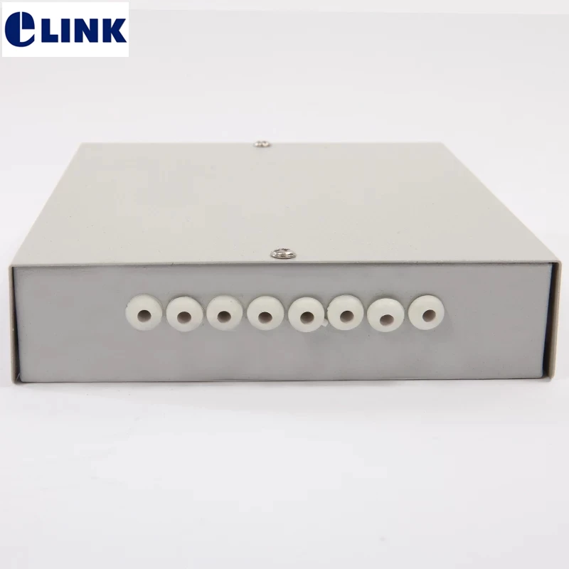 ftth box optical fibre distribution box 8 core cold rolled steel fiber terminal box for pigtail out direct beige 0.8mm 5pcs