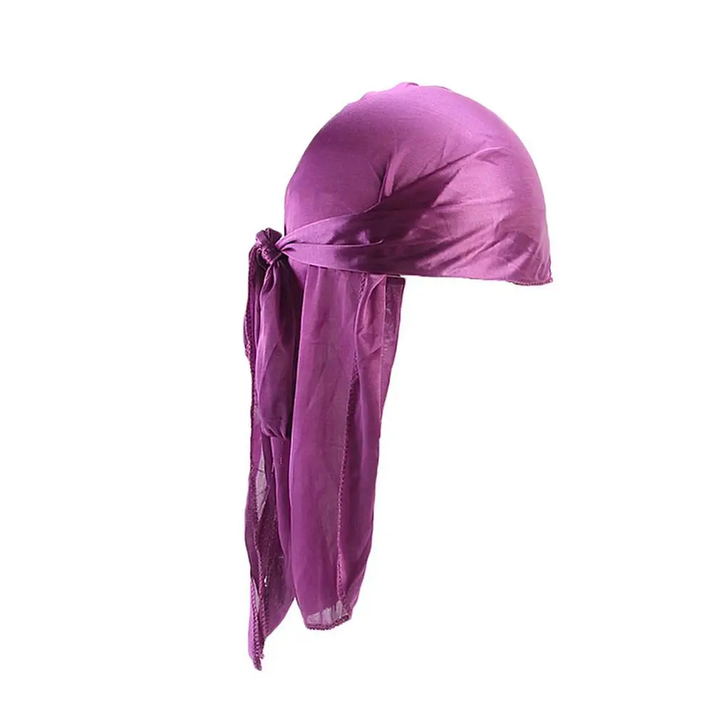 Turbante largo de satén de seda para hombre y mujer, gorro de pirata, pelucas Doo Durag, envoltura de cabeza de motorista, gorro de quimio, accesorios para el cabello, novedad de 2020