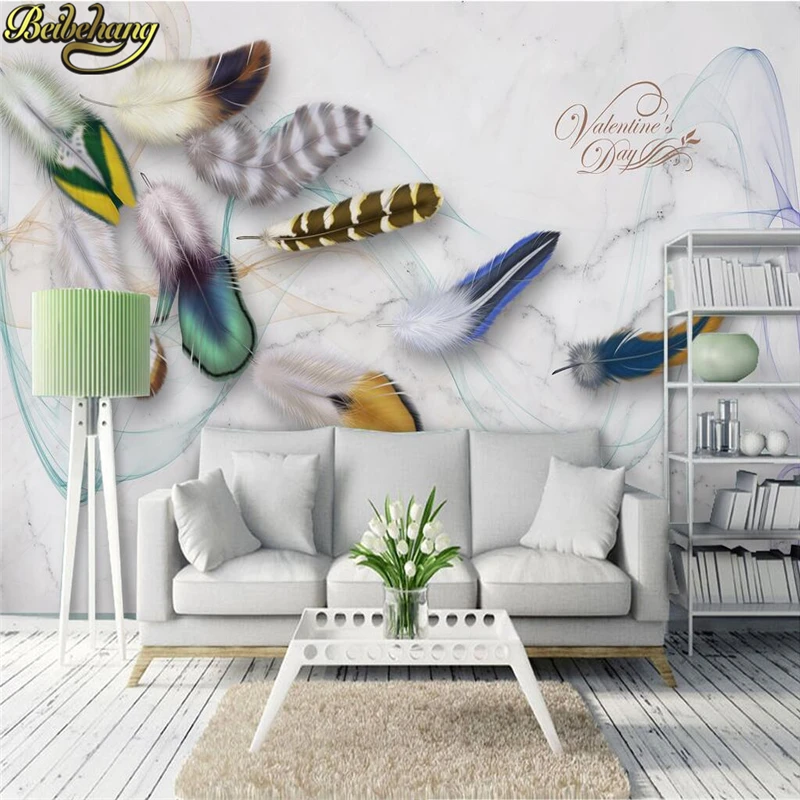 

beibehang papel de parede 3D Custom Modern Minimalist Mural Photo Wallpaper Art Wall Paper Bedroom Wall Decor Color feathers