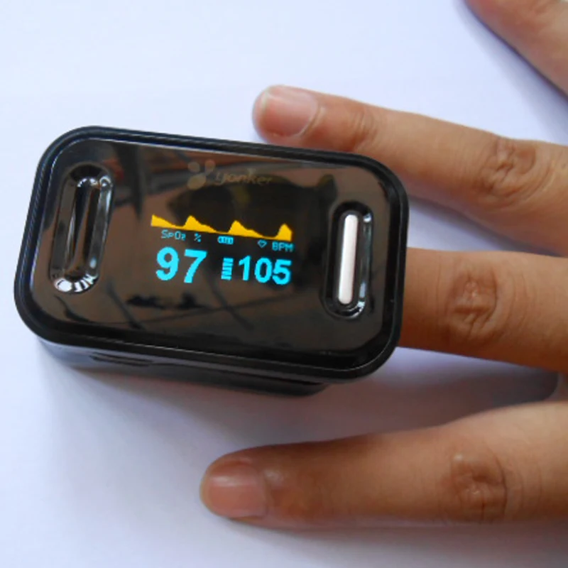 Fingertip Pulse Oximeter and Carrying Case Blood Oxygen Saturation Meter PR Medical CE SPO2 Monitor Oxymeter